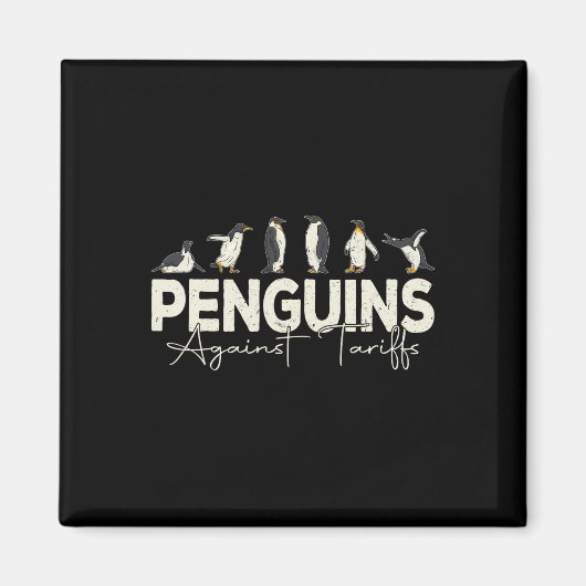 pinguïns tegen tarieven grappig dier retro weersta magneet (Voorkant)