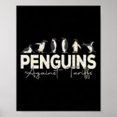 pinguïns tegen tarieven grappig dier retro weersta poster (Voorkant)