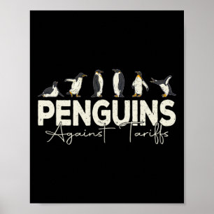 pinguïns tegen tarieven grappig dier retro weersta poster