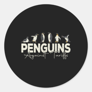 pinguïns tegen tarieven grappig dier retro weersta ronde sticker
