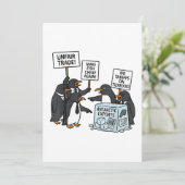 Pinguïns tegen tarieven tegen Trump Feestdagenkaart (Staand voorkant)