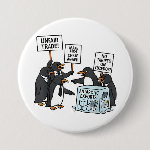 Pinguïns tegen tarieven tegen Trump Ronde Button 7,6 Cm