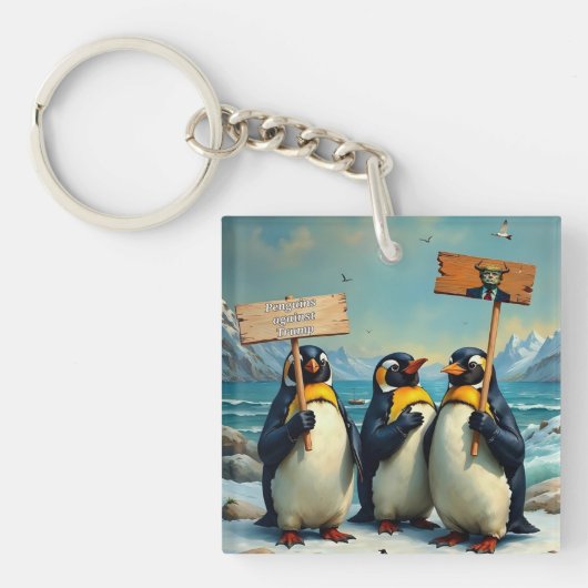 Pinguïns tegen Trump Sleutelhanger (Voorkant)