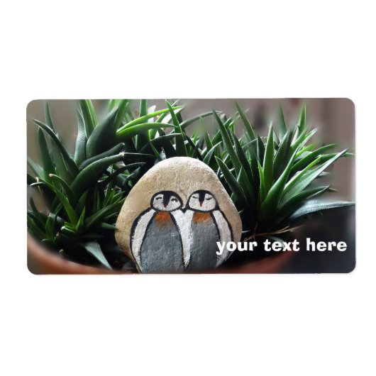 Pinguïns tekenen foto verzendlabels etiket (Voorkant)