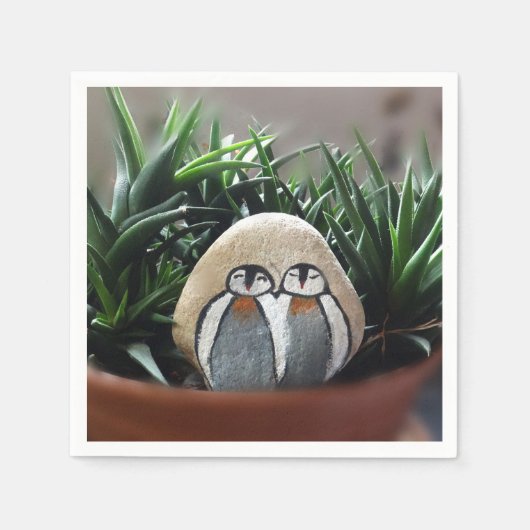 Pinguïns tekening standaard cocktail papier servet (Voorkant)
