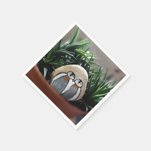 Pinguïns tekening standaard cocktail papier servet (Hoek)