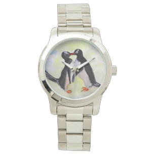 Pinguïns Tijd voor Kiss Oversized Zilveren Armband Horloge
