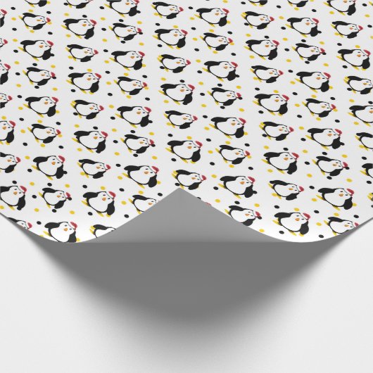 Pinguïns tijdens kerstmis met wit inpakpapier (Hoek)