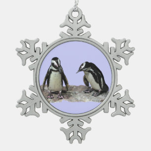 pinguïns tin sneeuwvlok ornament