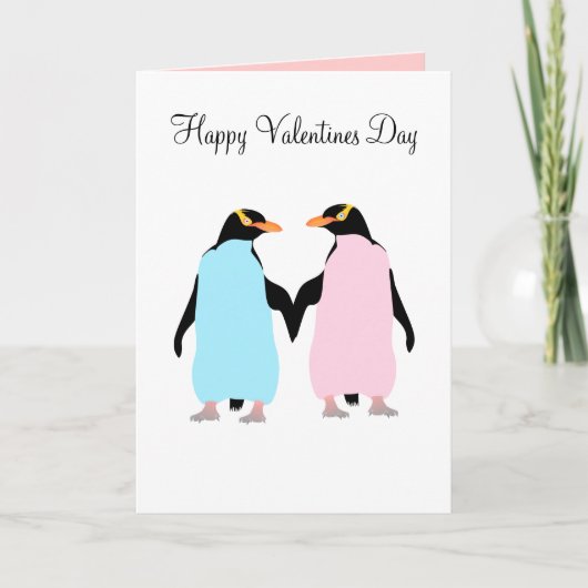 Pinguïns, Tortelduifjes, Valentijnsdag Kaart (Voorkant)