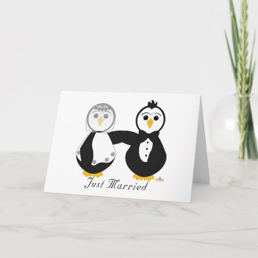 Pinguïns trouwen net getrouwd aankondiging (Voorkant)