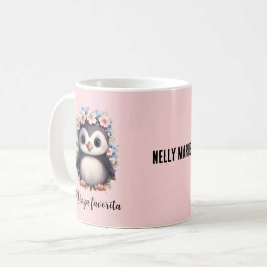 Pinguïns Tweetalig Mi Taza Favoriet Spaans Roze Koffiemok (Voorkant links)
