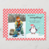 Pinguïn's Vakantie Fotokaart Feestdagenkaart (Voorkant / Achterkant)