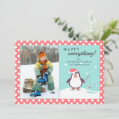 Pinguïn's Vakantie Fotokaart Feestdagenkaart (Staand voorkant)