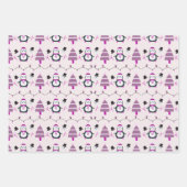 Pinguïns Vakantie Lichten Kerstbomen Kerstmis Inpakpapier Vel (Voorkant 3)