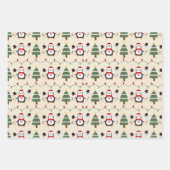 Pinguïns Vakantie Lichten Kerstbomen Kerstmis Inpakpapier Vel (Voorkant 2)