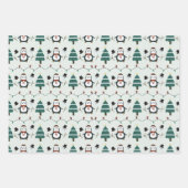 Pinguïns Vakantie Lichten Kerstbomen Kerstmis Inpakpapier Vel (Voorkant)