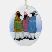 Pinguïns van handgebreide truien keramisch ornament (Rechts)