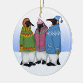 Pinguïns van handgebreide truien keramisch ornament (Links)