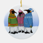 Pinguïns van handgebreide truien keramisch ornament (Achterkant)