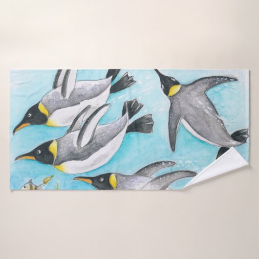 Pinguïns van keizer die Waterverf zwemmen Bad Handdoek (Badhanddoek)