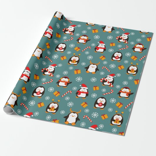 Pinguïns Verpakkingspapier Cadeaupapier (Uitgerold)