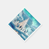 Pinguïns verzamelen zich rond een kerstboom servet (Hoek)