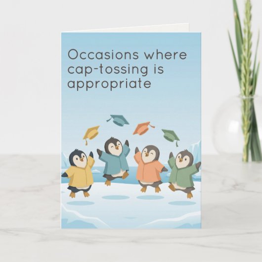 Pinguïns vieren afstuderen | Droge humor Kaart (Voorkant)