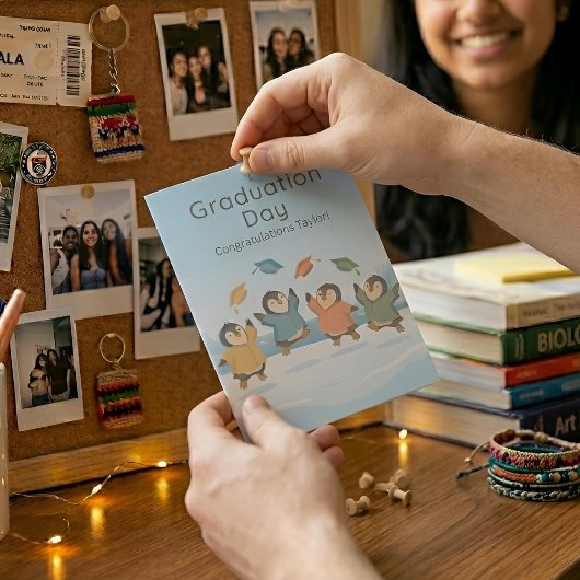 Pinguïns vieren afstuderen | Gepersonaliseerd Kaart