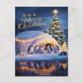 Pinguïns vieren het in Igloo met Kerstboom Briefkaart (Voorkant)