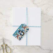 Pinguïns, vogels en rendieren cadeaulabel (Met Touw)