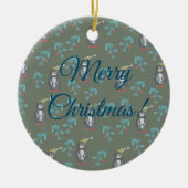 Pinguïns vrolijk kerstfeest stemming  keramisch ornament (Voorkant)