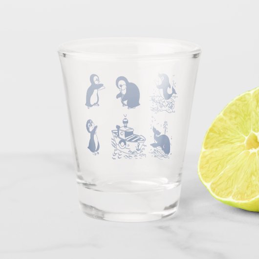 Pinguïns, walvissen en dolfijnen shot glas (Achterkant)