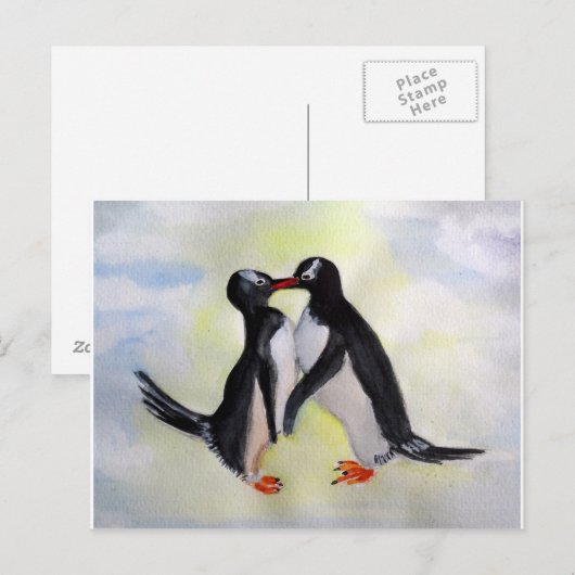 Pinguïns waterverf Briefkaart (Voorkant / Achterkant)