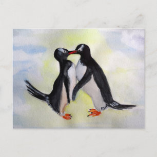 Pinguïns waterverf Briefkaart