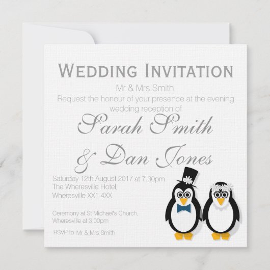 Pinguïns Wedding Invitation () Kaart (Voorkant)