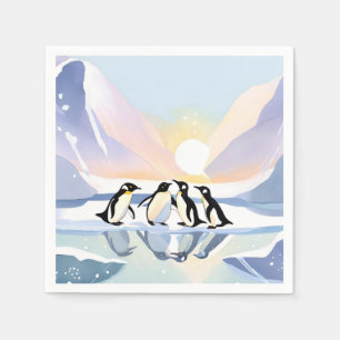 Pinguïns Winter Aquarel   Sneeuw en Ijs Cute Servet