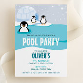 Pinguïns Winter Pool Party Verjaardag uitnodiging