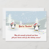 Pinguins Winter Scene Holiday Party Uitnodigingen (Voorkant)