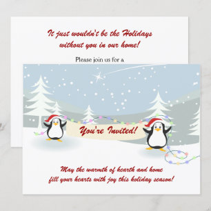Pinguins Winter Scene Holiday Party Uitnodigingen