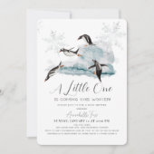 Pinguïns Winter Snowflake Blue Boy Baby shower Kaart (Voorkant)