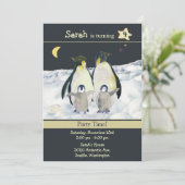 Pinguïns Winter Verjaardagsfeestje Kaart (Staand voorkant)