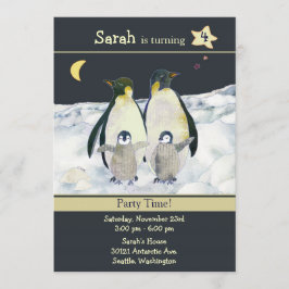 Pinguïns Winter Verjaardagsfeestje Kaart