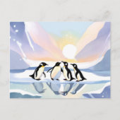 Pinguïns Winter Waterverf | Sneeuw en ijs Schattig Briefkaart (Voorkant)