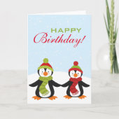 Pinguïns Winter Wonderland Verjaardag Wenskaart Kaart (Voorkant)