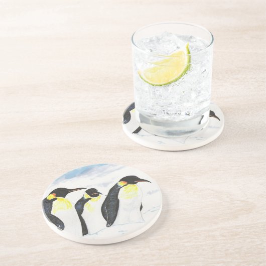 pinguïns zandsteen onderzetter (Zijkant)