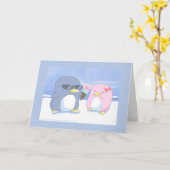 Pinguïns zijn schattig! kaart (Gele Bloem)