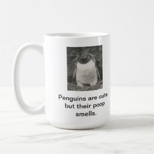 Pinguïns zijn schattig, maar hun poep ruikt. koffiemok