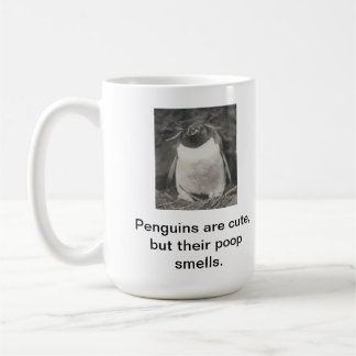 Pinguïns zijn schattig, maar hun poep ruikt. koffiemok