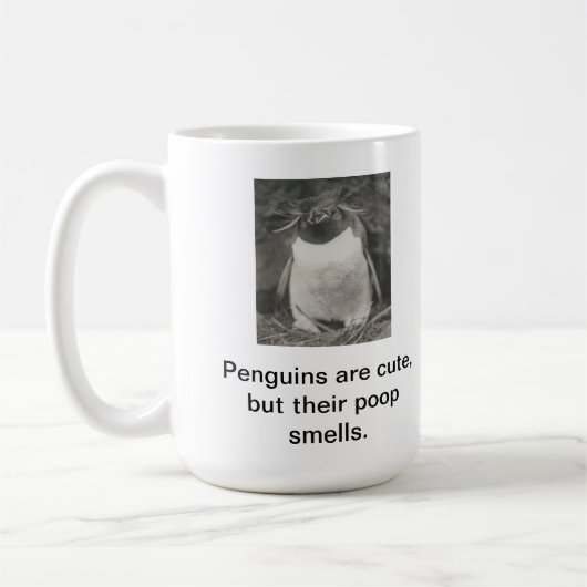 Pinguïns zijn schattig, maar hun poep ruikt. koffiemok (Links)
